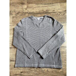 EUC Men Calvin Klein long sleeve ribbed vneck sweater stretch grey cotton size M